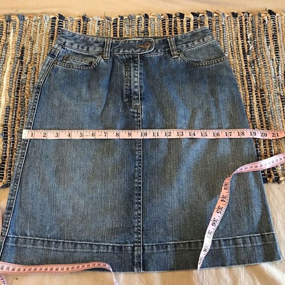 TALBOTS Petites 100% Cotton Med Wash Denim Pencil Skirt 5 Pocket Zip Front Sz 4 - Picture 8 of 11